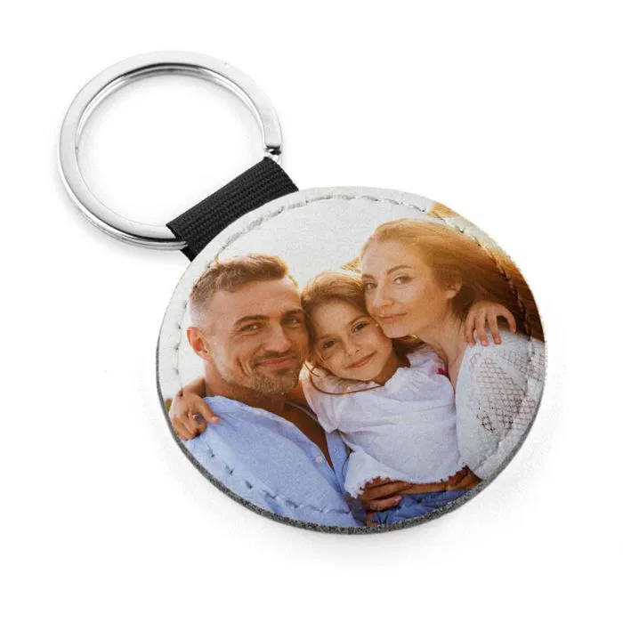 Portachiavi in ecopelle personalizzato con foto, forma rotonda